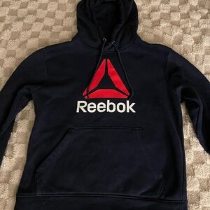 Reebok Dark Blue Hoodie with White Accents